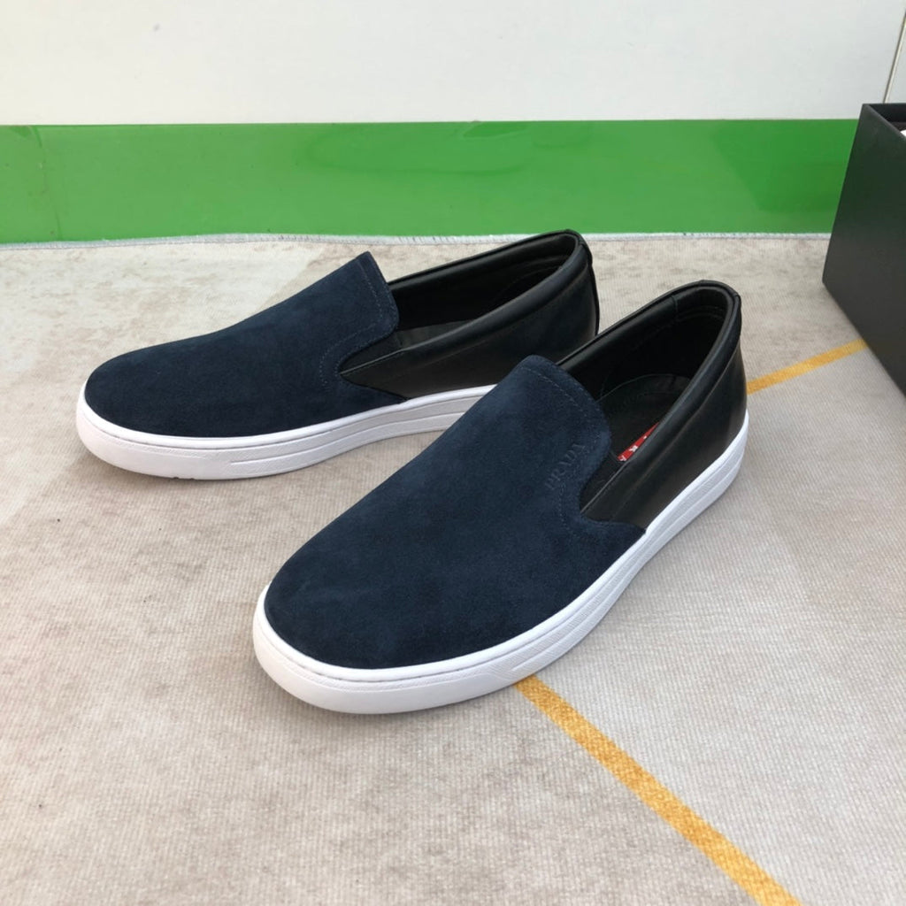 LOAFER IN MIDNIGHT BLUE SUEDE AND BLACK CALFSKIN