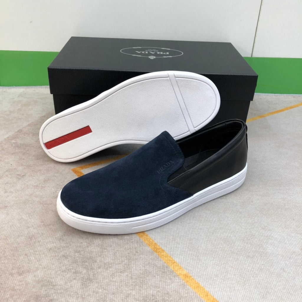 LOAFER IN MIDNIGHT BLUE SUEDE AND BLACK CALFSKIN