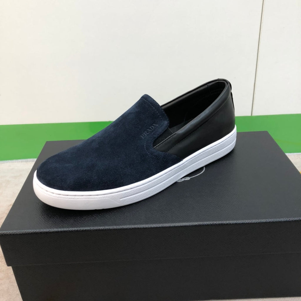 LOAFER IN MIDNIGHT BLUE SUEDE AND BLACK CALFSKIN