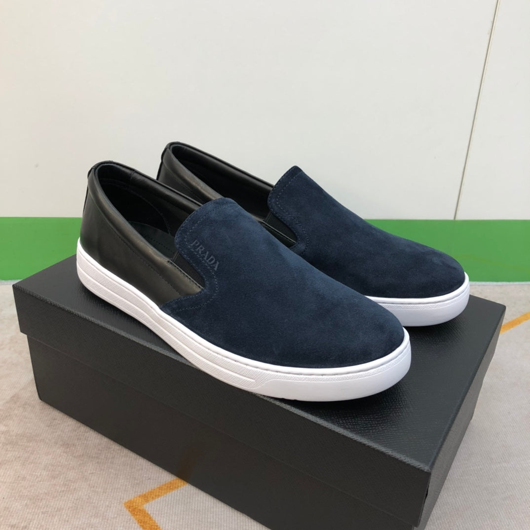 LOAFER IN MIDNIGHT BLUE SUEDE AND BLACK CALFSKIN