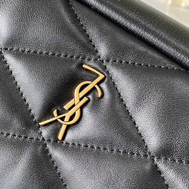 26 BLACK SHEEPSKIN WITH GOLD BUCKLE BAG