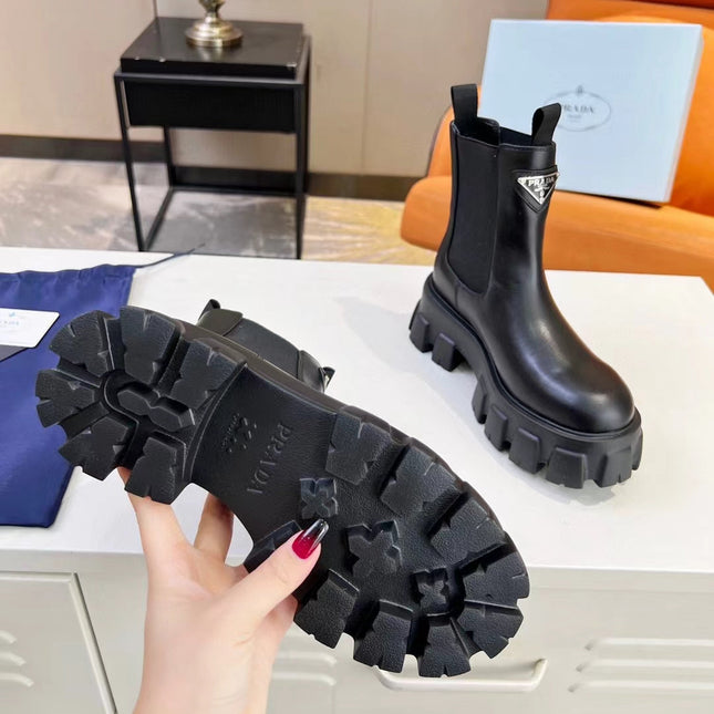 PRA MONOLITH BRUSHED BOOTIES 55 BLACK CALFSKIN