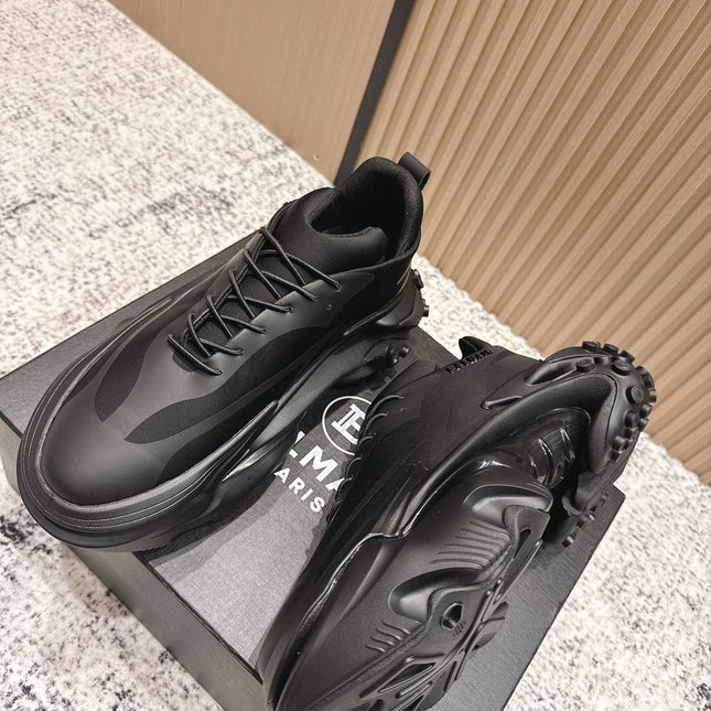 BALMAIN 26S SNEAKERS 60 MM IN BLACK CALFSKIN