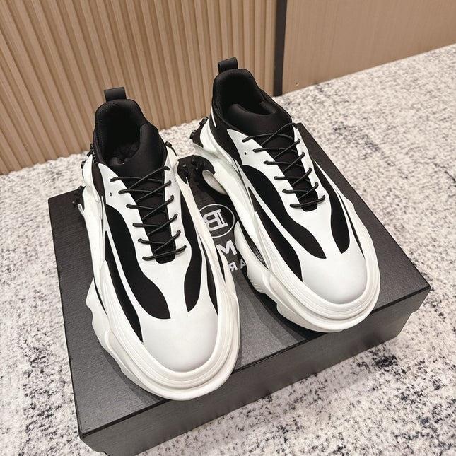 BALMAIN 26S SNEAKERS 60 MM IN WHITE AND BLACK CALFSKIN
