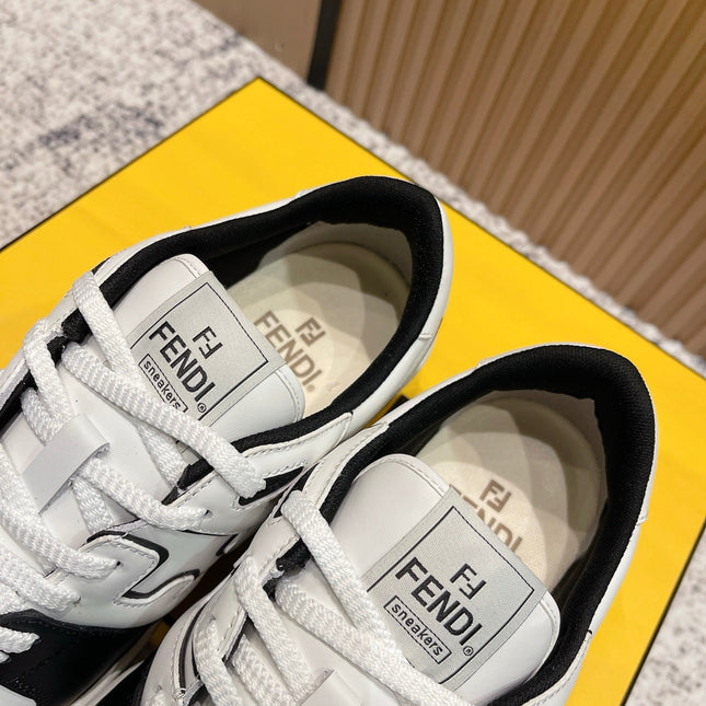 FENDI 25S MATCH SNEAKERS IN BLACK AND WHITE CALFSKIN STYLE 14