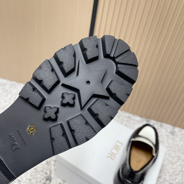 DIOR 25S BOY PLATFORM LOAFERS IN BLACK MIX WHITE CALFSKIN