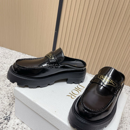 DIOR 25S BOY MULES IN BLACK CALFSKIN