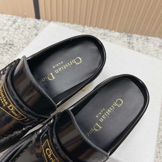 DIOR 25S BOY MULES IN BLACK CALFSKIN
