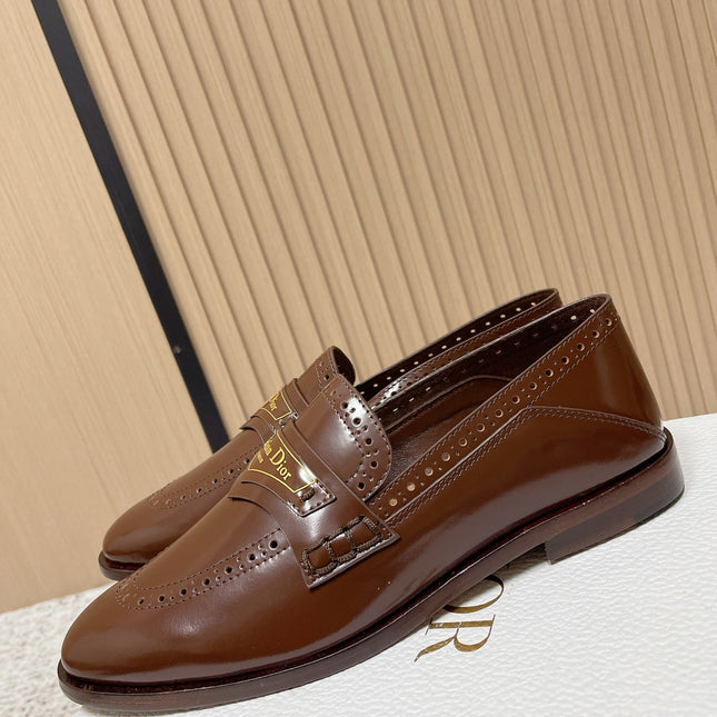 DIOR 25S BOY LOAFERS IN BROWN CALFSKIN