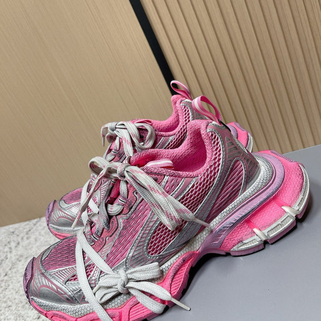 BALENCIAGA 25S 3XL SNEAKERS IN PINK MESH MIX GREY PU LEATHER
