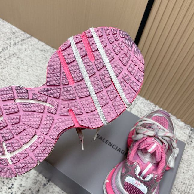 BALENCIAGA 25S 3XL SNEAKERS IN PINK MESH MIX GREY PU LEATHER