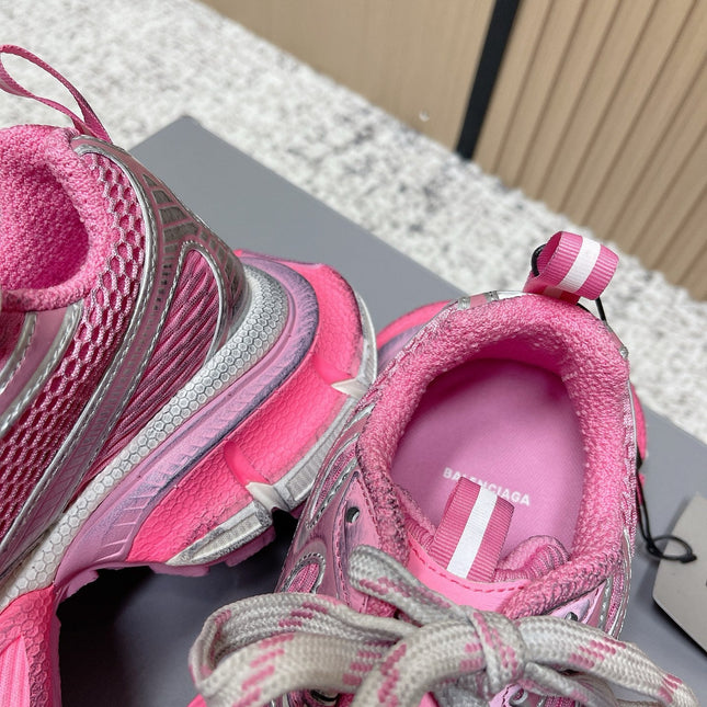 BALENCIAGA 25S 3XL SNEAKERS IN PINK MESH MIX GREY PU LEATHER
