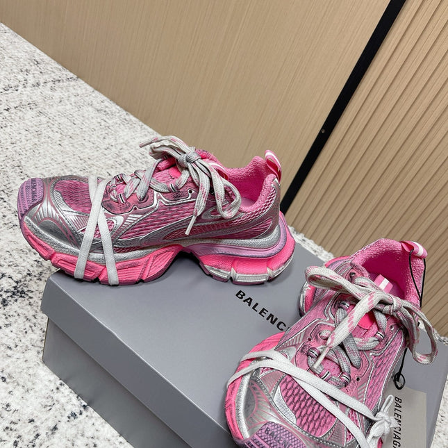 BALENCIAGA 25S 3XL SNEAKERS IN PINK MESH MIX GREY PU LEATHER