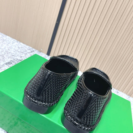 BOTTEGA VENETA 26S LOAFERS IN BLACK INTRECCIATO CALFSKIN