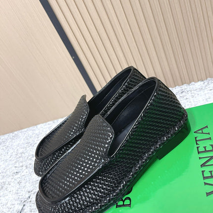 BOTTEGA VENETA 26S LOAFERS IN BLACK INTRECCIATO CALFSKIN