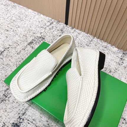 BOTTEGA VENETA 26S LOAFERS IN WHITE INTRECCIATO CALFSKIN