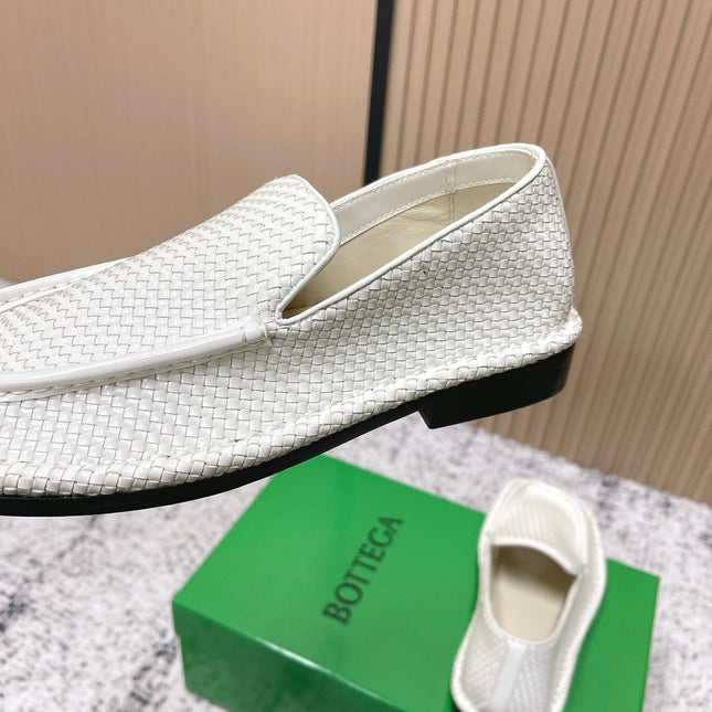 BOTTEGA VENETA 26S LOAFERS IN WHITE INTRECCIATO CALFSKIN