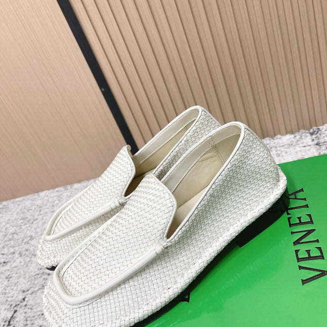 BOTTEGA VENETA 26S LOAFERS IN WHITE INTRECCIATO CALFSKIN
