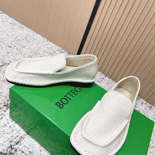 BOTTEGA VENETA 26S LOAFERS IN WHITE INTRECCIATO CALFSKIN