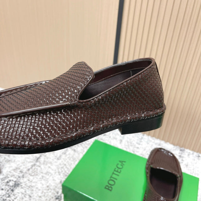 BOTTEGA VENETA 26S LOAFERS IN DARK BROWN INTRECCIATO CALFSKIN