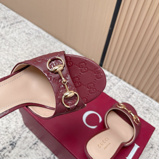 GUCCI 26S HIGH-HEEL SANDALS 85 MM IN DARK RED CALFSKIN
