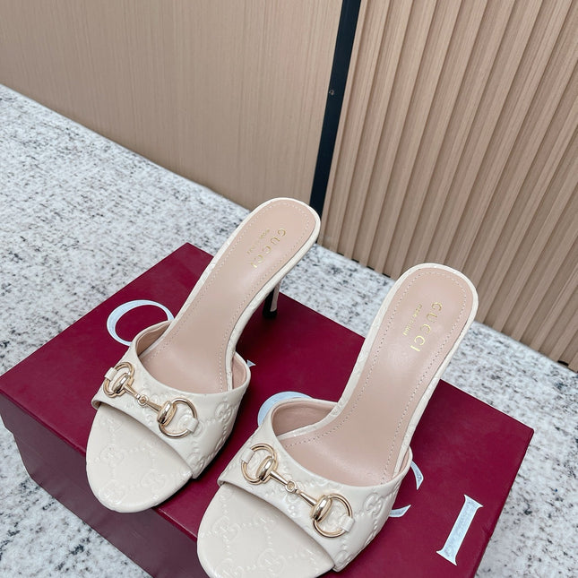 GUCCI 26S HIGH-HEEL SANDALS 85 MM IN CREAM WHITE CALFSKIN
