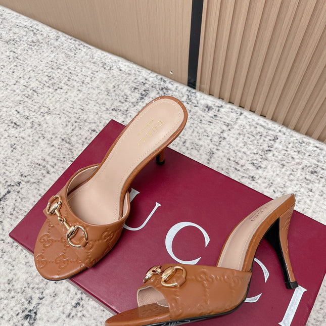 GUCCI 26S HIGH-HEEL SANDALS 85 MM IN LIGHT BROWN CALFSKIN
