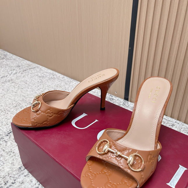 GUCCI 26S HIGH-HEEL SANDALS 85 MM IN LIGHT BROWN CALFSKIN