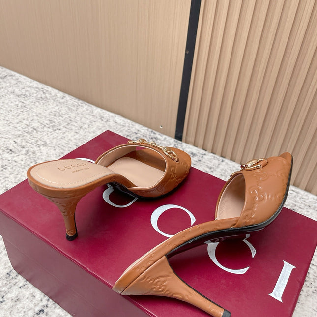 GUCCI 26S HIGH-HEEL SANDALS 85 MM IN LIGHT BROWN CALFSKIN
