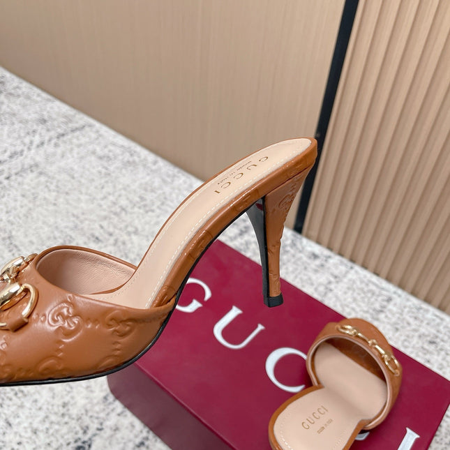 GUCCI 26S HIGH-HEEL SANDALS 85 MM IN LIGHT BROWN CALFSKIN