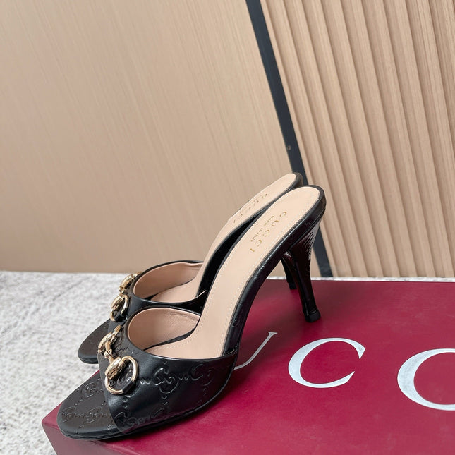 GUCCI 26S HIGH-HEEL SANDALS 85 MM IN BLACK CALFSKIN