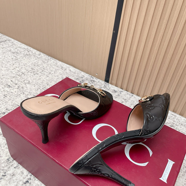 GUCCI 26S HIGH-HEEL SANDALS 85 MM IN BLACK CALFSKIN