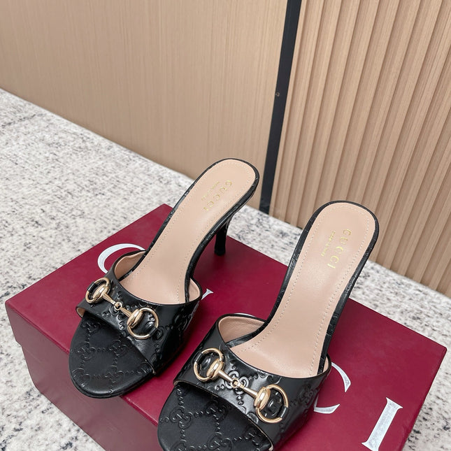 GUCCI 26S HIGH-HEEL SANDALS 85 MM IN BLACK CALFSKIN