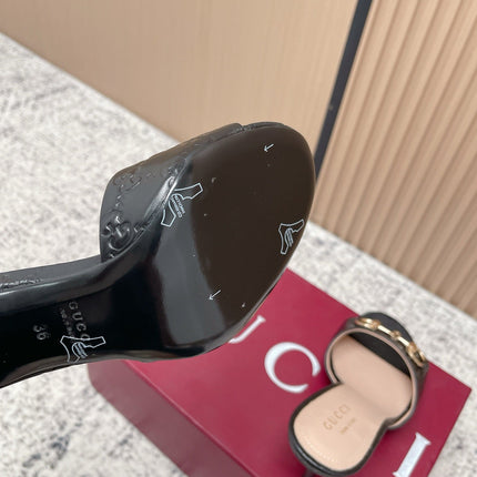 GUCCI 26S HIGH-HEEL SANDALS 85 MM IN BLACK CALFSKIN