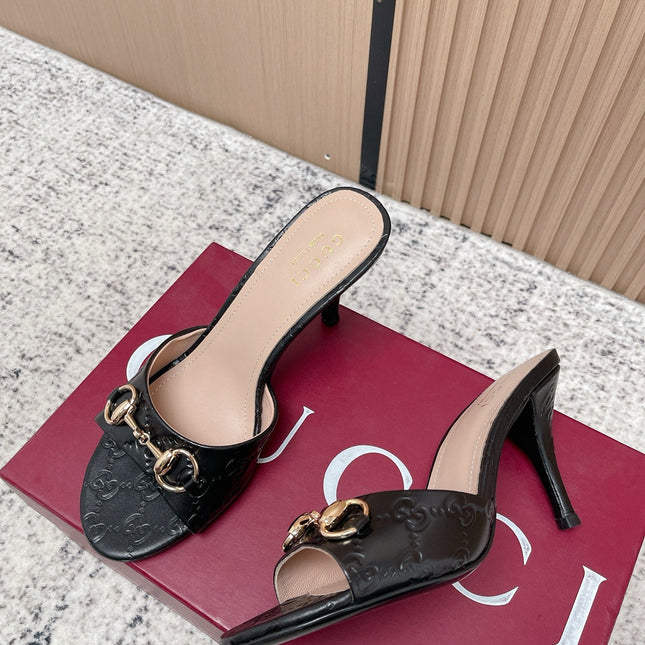 GUCCI 26S HIGH-HEEL SANDALS 85 MM IN BLACK CALFSKIN