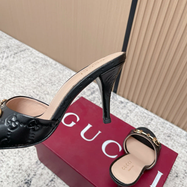 GUCCI 26S HIGH-HEEL SANDALS 85 MM IN BLACK CALFSKIN