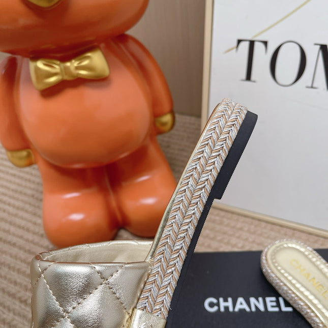 CHANEL 26S WEDGE SANDALS IN GOLD LAMBSKIN