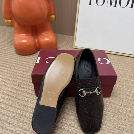 GUCCI 26S LOAFERS IN BLACK GG EMBOSSED LAMBSKIN