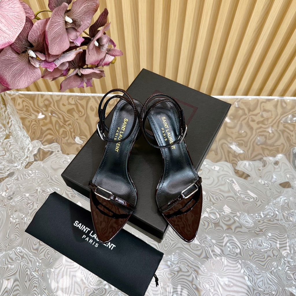 KITTY SANDALS 70 IN BLACK MAROON SHINY LEATHER