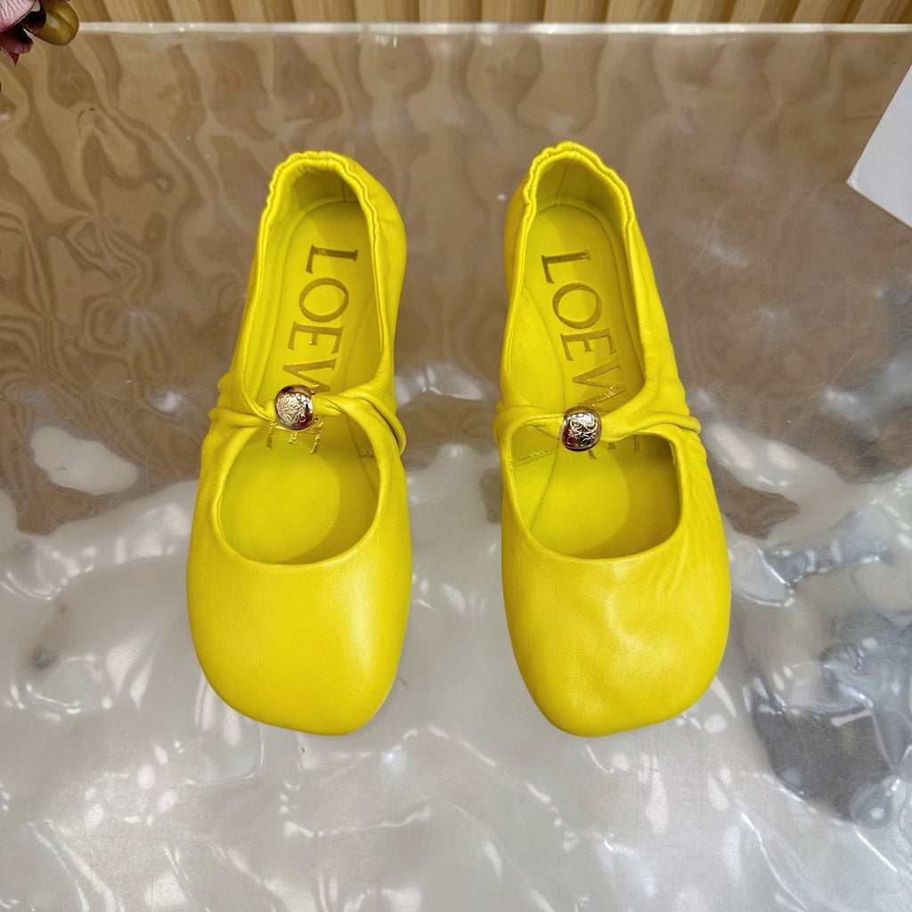 LOEWE 26S BALLET FLATS IN YELLOW CALFSKIN