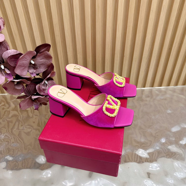 VALENTINO 25S HIGH-HEEL MULES 60 MM IN DARK PINK VELVET AND CALFSKIN WITH GOLD HARDWARE