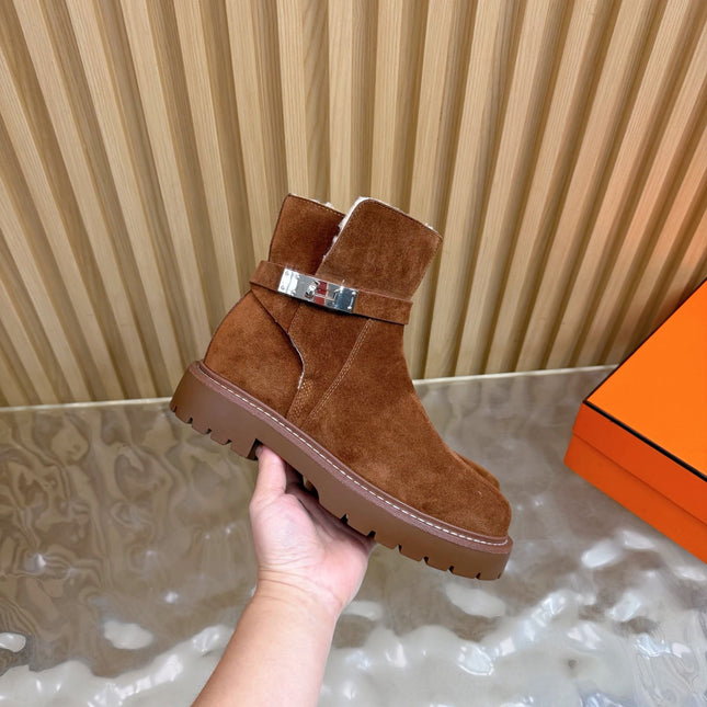 HM KELLY BOOT IN BRONZE BROWN SUEDE SILVER HARDWARE