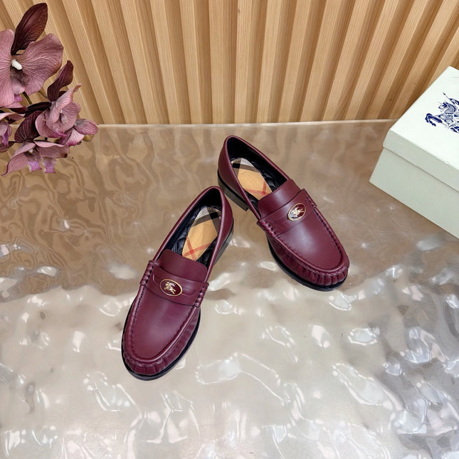 BURBERRY 26S LOAFERS IN DARK RED CALFSKIN
