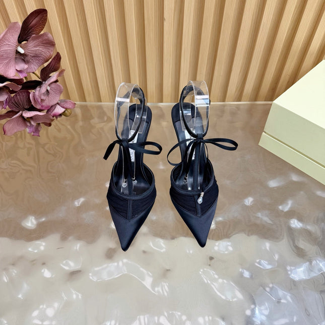 JIMMY CHOO 26S HIGH HEELS 105 MM IN BLACK MESH AND SATIN