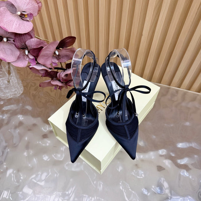 JIMMY CHOO 26S HIGH HEELS 105 MM IN BLACK MESH AND SATIN