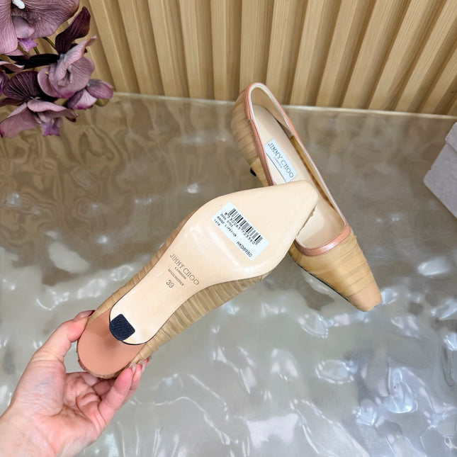 JIMMY CHOO 26S HIGH HEELS 85 MM IN BEIGE NUDE MESH