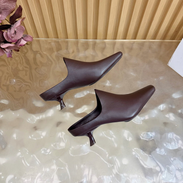 LOEWE 26S EMILY MULE 45MM IN DARK BROWN CALFSKIN