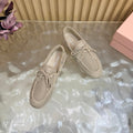 MIU MIU 26S MESH LOAFERS IN CAMEL KNIT FABRIC