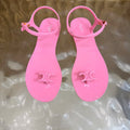 CELINE 26S TRIOMPHE JELLY THONG SANDALS IN PINK TPU GOLD HARDWARE
