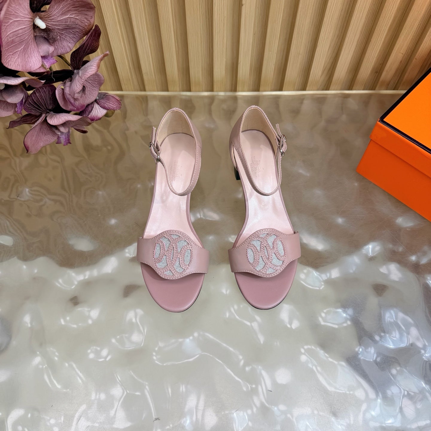 HM 26S MARQUISE SANDAL 45MM IN DUSTY PINK CALFSKIN